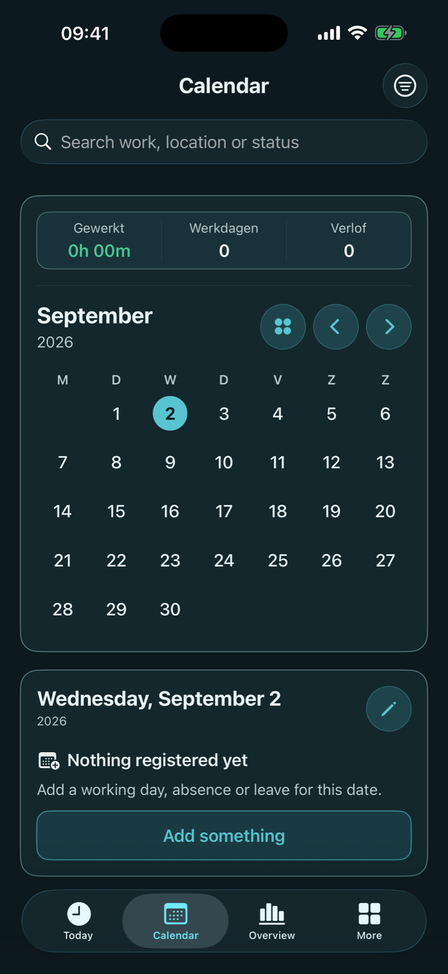 HourView calendar in dark mode
